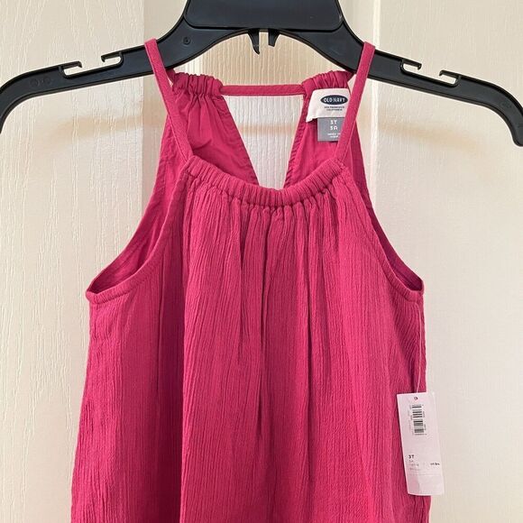Old Navy Pink Magenta Tulip Front Hem Swing Halter Dress Girls Size 3T NWT - Picture 2 of 11